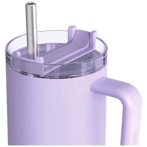 Bicchiere Termico 950 Ml Con Cannuccia E Manico Ergonomico, Viola - Foto 5