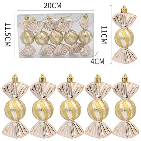 Decorazioni Natalizie A Forma Di Caramella - Mini Caramelle Rotonde (confezione Da 6) Champagne - Foto 2