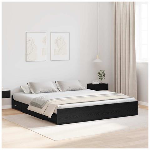 Struttura letto con contenitore Rovere nero 180 x 200 cm - Foto 2