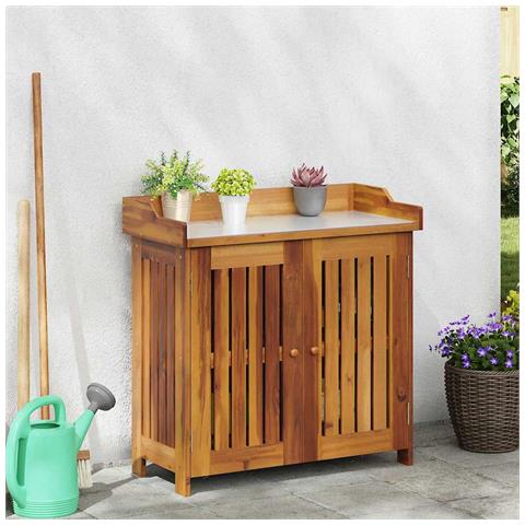 Mobiletto da Giardino con porta Marrone 78 x 36.5 x 78cm - Foto 2