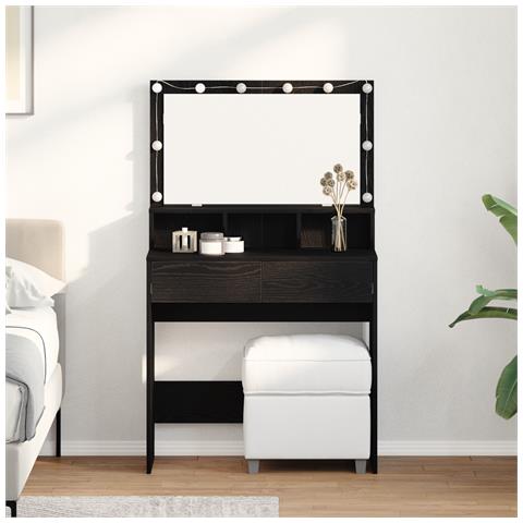 Tavolo da Trucco con cassetto Rovere nero 80 x 41 x 134.5 cm - Foto 2