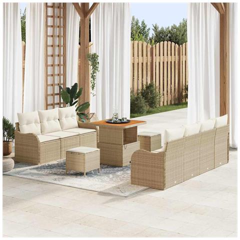 Set Divano da Giardino 10 pcs Beige e Crema 80 x 80 x 71 cm - Foto 2