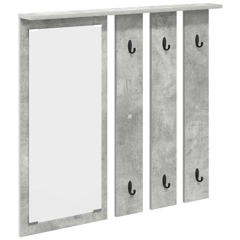 Appendiabiti a muro con specchio Grigio cemento 84 x 10 x 80 cm - Foto 1