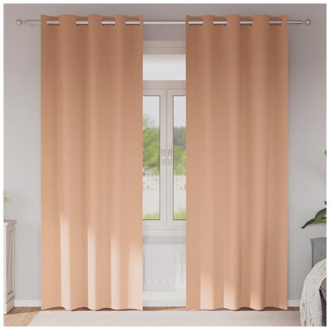 Tende con tende 2 pcs Marrone chiaro 225x140cm Poliestere - Foto 2