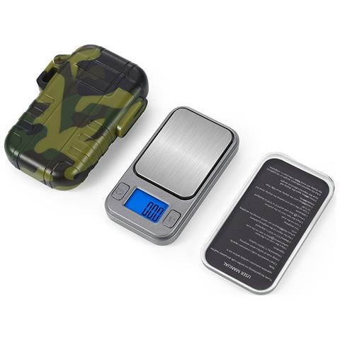 Mini Bilancia Digitale Stile Accendino - 200g/0.01g, Argento Mimetico, Alimentata A Batteria - Foto 2