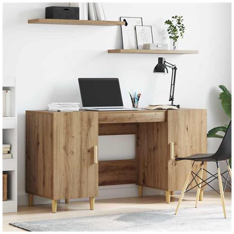 Scrivania Rovere artigianale 140 x 50 x 75 cm Legno multistrato - Foto 2