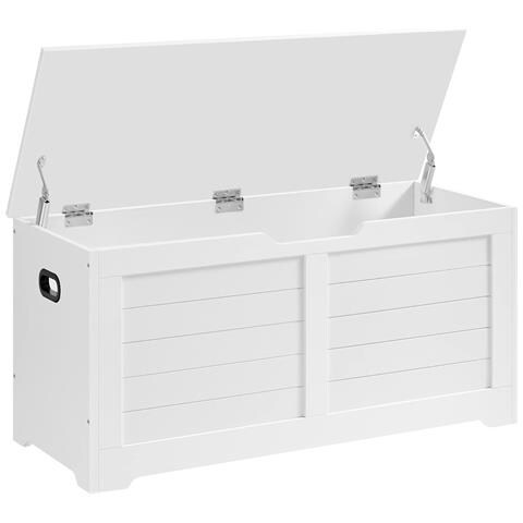 Cassapanca portaoggetti, con 2 cerniere di sicurezza, stile scandinavo, 40 x 100 x 46 cm - Foto 5