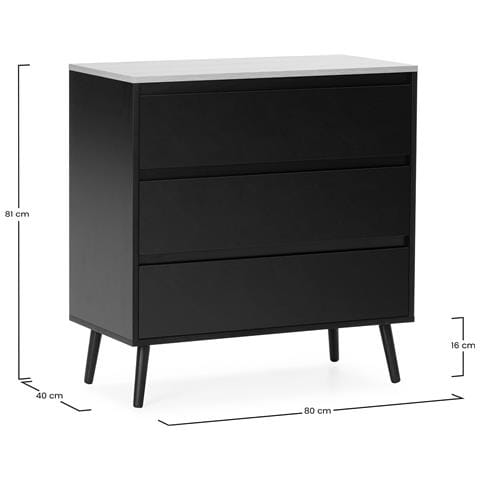 Cassettiera Desi 3 Cassetti Colore Nero - Foto 7