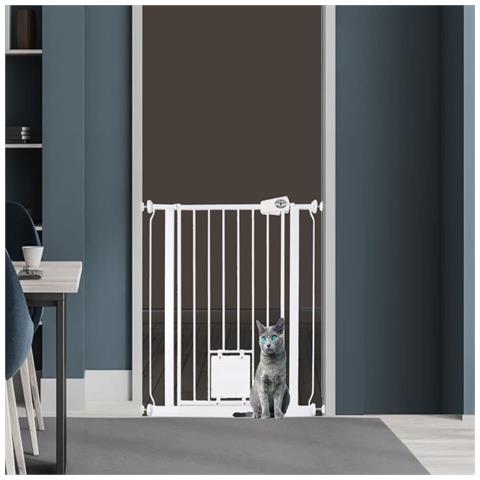 Bettacare Cancelletto Per Animali Con Gattaiola Bloccabile, 107.4cm - 115cm, Bianco, Altezza Di 75cm - Foto 2