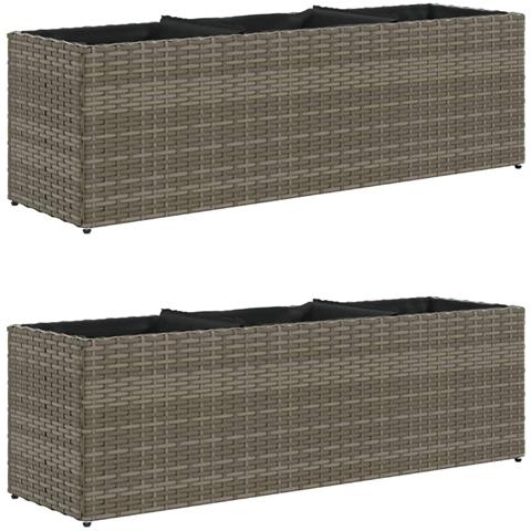 Fioriere da Giardino con 3 Vasi Grigie 105x30x32 cm Polyrattan - Foto 1