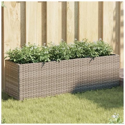 Fioriere da Giardino con 3 Vasi Grigie 105x30x32 cm Polyrattan - Foto 2