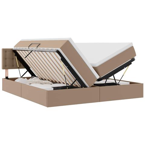 Letto con Contenitore Cappuccino 180 x 200 cm Pelle Sintetica - Foto 1