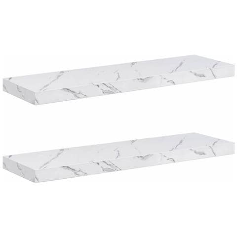 Scaffale da parete 2 pcs Marmo Bianco 80 x 23,5 x 4 cm - Foto 1