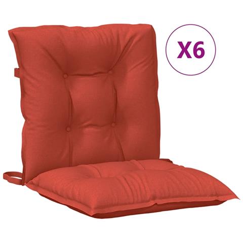 Cuscini Sedia Schiena Bassa 6 pz Rosso Mélange 100x50x7 Tessuto - Foto 1