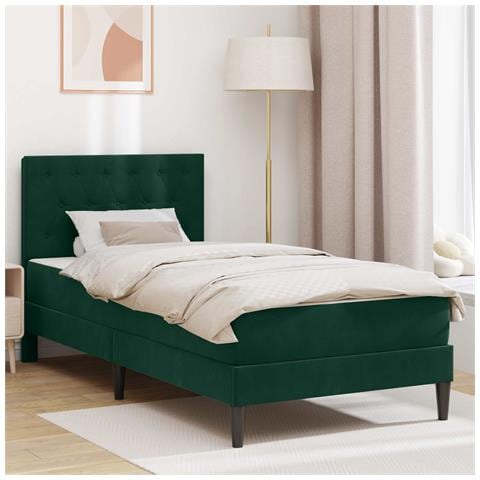 Struttura letto con materasso Verde Scuro 90 x 200 cm Velluto - Foto 2