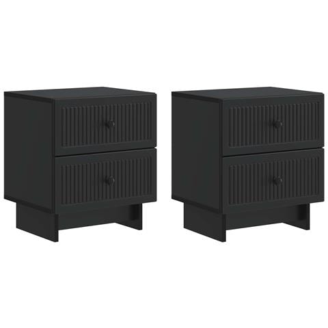 Armadio da Notte con cassetto 2 pcs Nero 43 x 34,5 x 47,5 cm - Foto 1