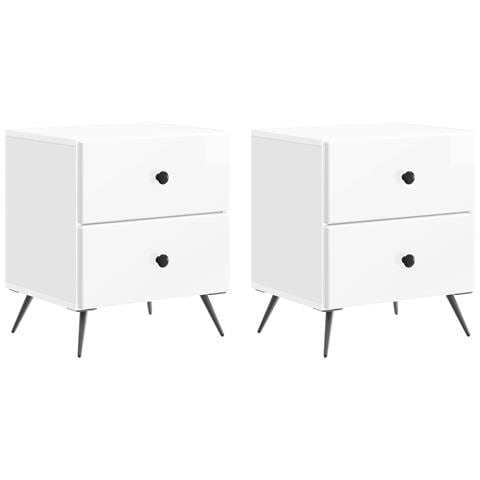 Armadio da Notte 2 pcs Bianco Lucido 43 x 34,5 x 47,5 cm - Foto 1
