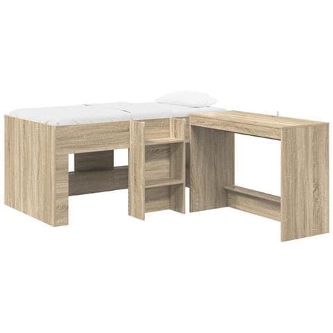 Letto alto per bambini con scrivania 2 pz Rovere Sonoma - Foto 1