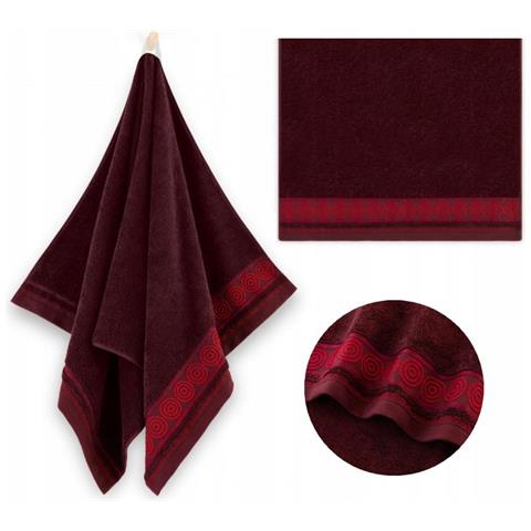 Asciugamano Rondo 2 - 70x140 cm - Bordeaux - Morbido come il velluto - Elevata assorbenza - Di lusso - Foto 4
