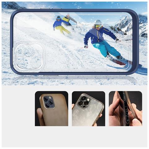 Custodia Trasparente 3in1 Per Iphone 11 Pro Max Con Bordo Blu E Cover In Gel. - Foto 1
