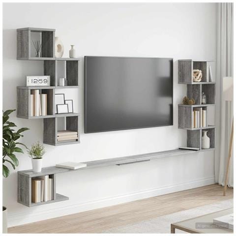 Mensola per TV da muro Sonoma grigio 160 x 15 x 94 cm - Foto 2