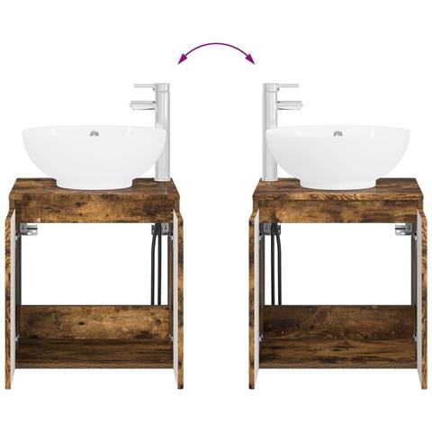 Set di mobili per il bagno 2 pz Rovere Fumo - Foto 2
