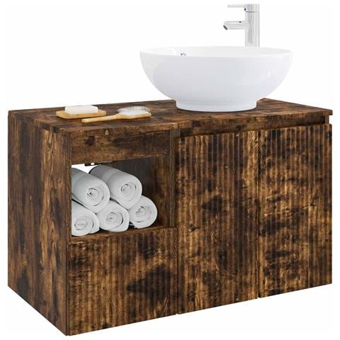Set di mobili per il bagno 2 pz Rovere Fumo - Foto 10