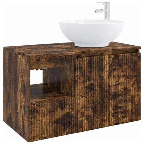 Set di mobili per il bagno 2 pz Rovere Fumo - Foto 1