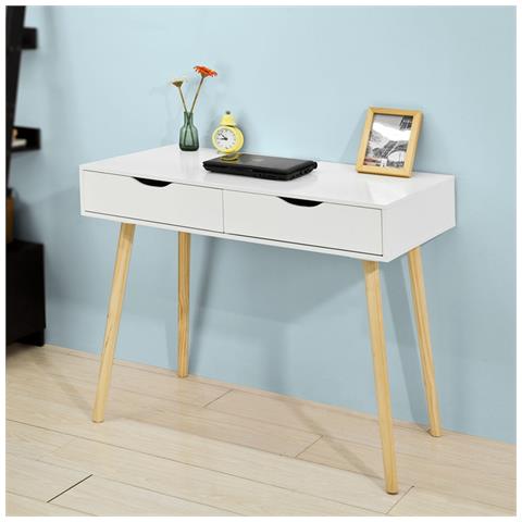 Scrivania Con Cassetti 90x45x77cm Fwt40-wn - Foto 1