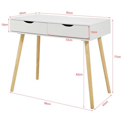 Scrivania Con Cassetti 90x45x77cm Fwt40-wn - Foto 2