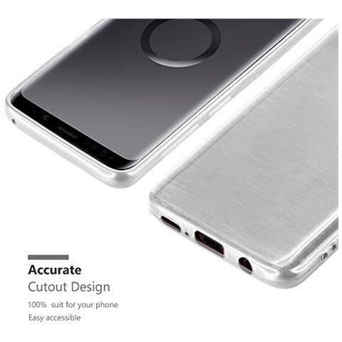 Custodia Compatibile Con Samsung Galaxy S9 In Argento - Coperchio Protettivo In Silicone Tpu Flessibile Con Design Spazzolato - Foto 2