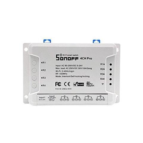 4ch Pro R2 4 Gruppo Inching Autobloccante Interblocco Wifi Smart Switch Compatibile Con Amazon Alexa Home Page Di Google Assistant Ifttt Rf Wireless Con 433 Mhz Guida Din - Foto 1