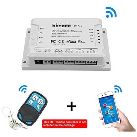 4ch Pro R2 4 Gruppo Inching Autobloccante Interblocco Wifi Smart Switch Compatibile Con Amazon Alexa Home Page Di Google Assistant Ifttt Rf Wireless Con 433 Mhz Guida Din - Foto 4