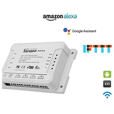 4ch Pro R2 4 Gruppo Inching Autobloccante Interblocco Wifi Smart Switch Compatibile Con Amazon Alexa Home Page Di Google Assistant Ifttt Rf Wireless Con 433 Mhz Guida Din - Foto 2