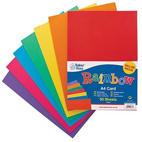 Av535 A4 Arcobaleno Carta Colorata (220gsm) Perfetto Per I Bambini Di Artigianato Attivit Collages Si Realizza Un Modello E Di Pi (confezione Da 50) Assortiti - Foto 1