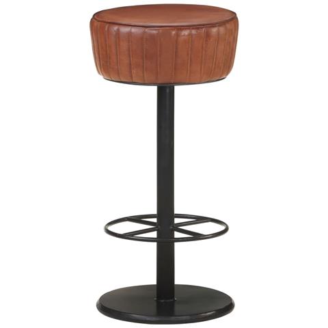 Sgabello Da Bar Marrone In Vera Pelle - Foto 1