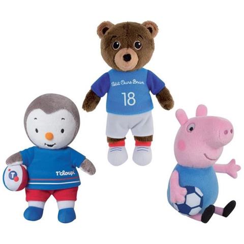 Peppa Pig Calciatori T'choupi E Orsetto Bruno Lotto Di 3 Peluche + / - 18 Cm - Foto 1