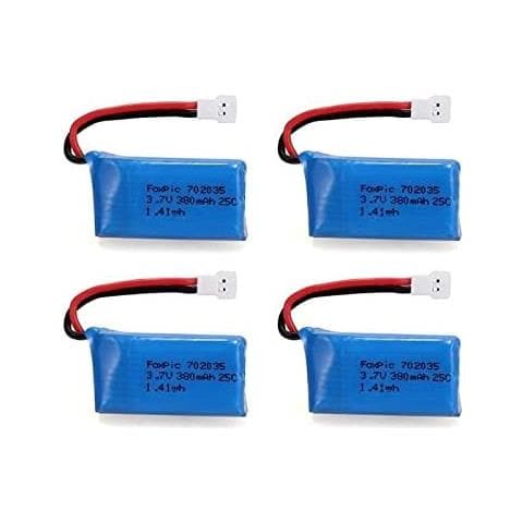 4 Pezzi Batterie Lipo Ricaricabili 3.7v, 380mah Per Rc Droni Quadricotteri Hubsan X4 H107l H107c H107d H107 V252 Jxd 385 - Foto 1
