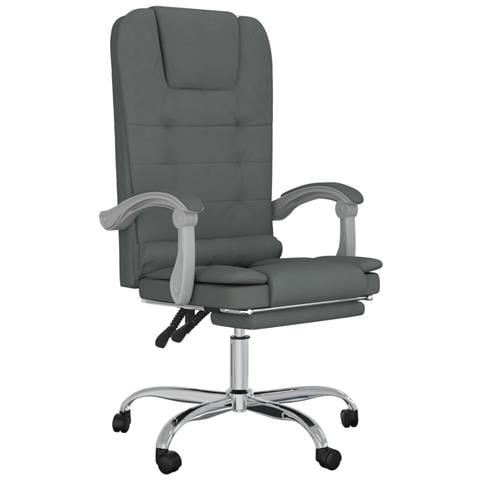 Sedia da Ufficio Massaggio Reclinabile Grigio Scuro in Tessuto - Foto 1