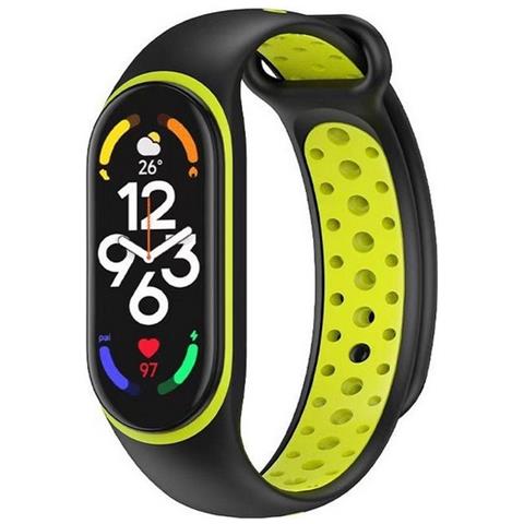 Cinturino Silicone Watch Band Per Xiaomi Mi Band 5 - 6 - 7 Black-green - Foto 1