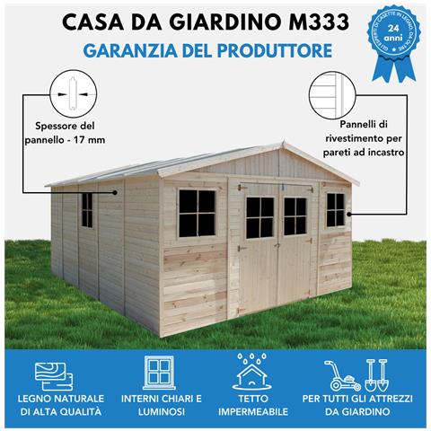 Casa Da Giardino In Legno Naturale 418x520 Cm / 20 M²- Magazzino Esterno Con Finestre - Capanno Da Giardino - Timbela M333 - Foto 8