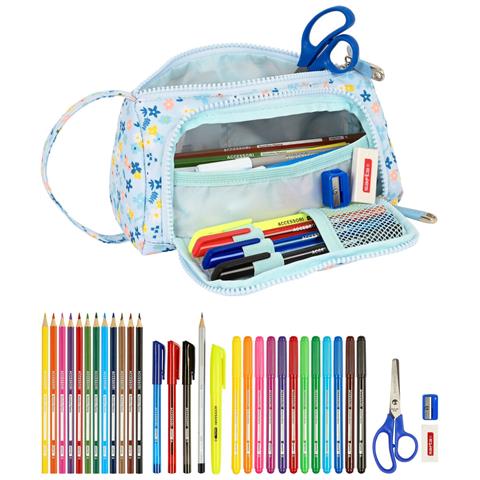 Astuccio Per La Scuola Con Accessori Moos Lovely Azzurro Chiaro (32 Pezzi) - Foto 4