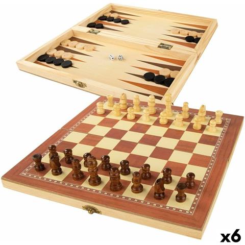 Tabellone Da Scacchi E Dama Colorbaby Backgammon Legno (6 Unità) - Foto 1