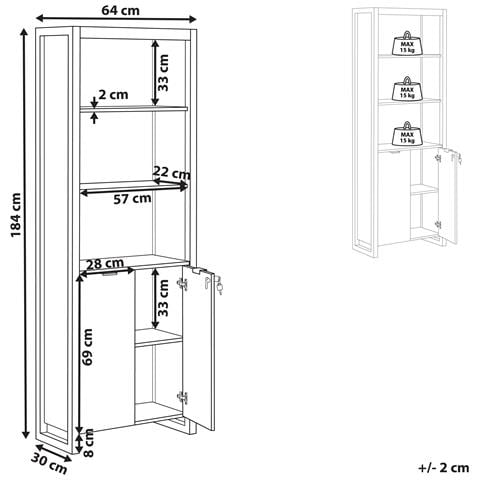 Libreria A 2 Ante Con 3 Ripieni Marrone Chiaro E Bianco Johnson - Foto 2