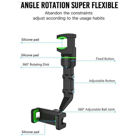 C107 Fissaggio Specchietto Retrovisore / Fissaggio Universale Per Telaio Supporto Per Smartphone Con Collo Regolabile Nero - Foto 2