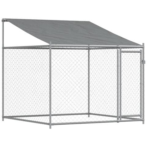 Gabbia Cani con Tetto e Porta Grigia 2x2x2 m in Acciaio Zincato - Foto 1