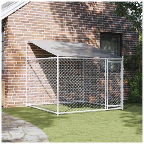 Gabbia Cani con Tetto e Porta Grigia 2x2x2 m in Acciaio Zincato - Foto 2