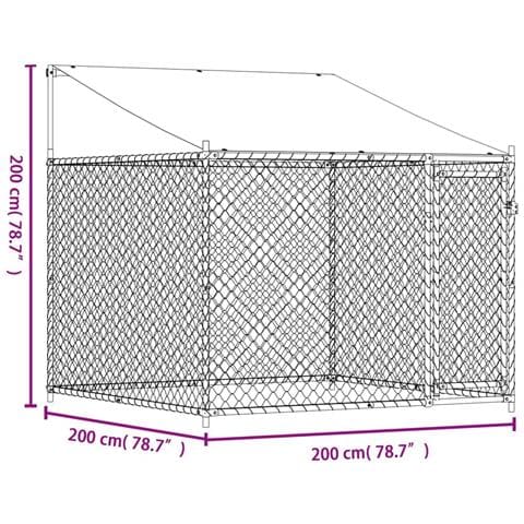 Gabbia Cani con Tetto e Porta Grigia 2x2x2 m in Acciaio Zincato - Foto 7