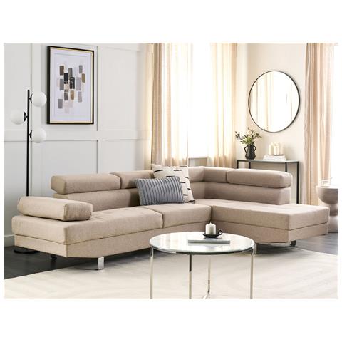 Divano Angolare 5 Posti Norrea Tessuto Beige Lato Sinistro - Foto 1