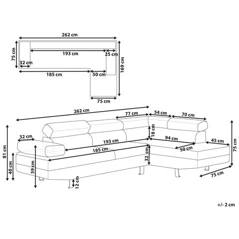 Divano Angolare 5 Posti Norrea Tessuto Beige Lato Sinistro - Foto 7